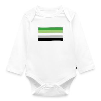Aromantic Pride Flag - Organic Longsleeve Baby Bodysuit - white - Front