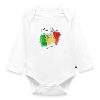 Lemon Branch in Italian Flag - Organic Longsleeve Baby Bodysuit - white - Front