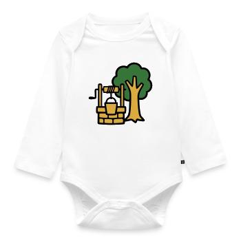 Draw Fountain Village Logo - Organic Longsleeve Baby Bodysuit - white - Front