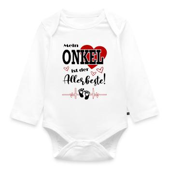Mein Onkel ist der beste Baby Säugling Füße - Baby Bio-Langarm-Body - Weiß - Vorne