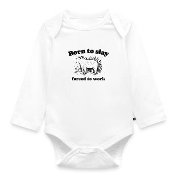 Capybara "Born to Slay Forced to Work" - black - Organic Longsleeve Baby Bodysuit - white - Front