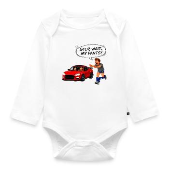 Escape with a red car - Organic Longsleeve Baby Bodysuit - white - Front
