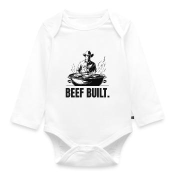 BEEF BUILT | Carnivore T-Shirt | Steak & Strength - Organic Longsleeve Baby Bodysuit - white - Front