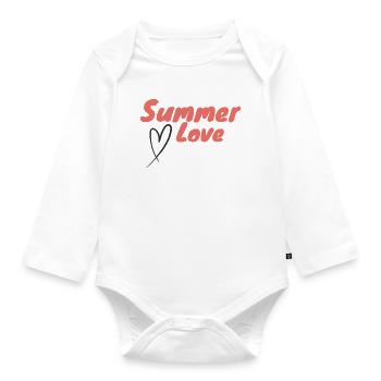 Summer Love Script Heart Positive Summer Energy - Organic Longsleeve Baby Bodysuit - white - Front