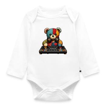 Patchbear DJ Patchwork - Organic Longsleeve Baby Bodysuit - white - Front