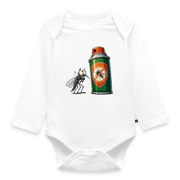 Mosquito vs Spray Can - Organic Longsleeve Baby Bodysuit - white - Front