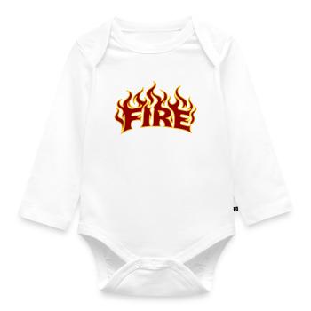 Fire 2 Flames - Colors freely selectable - Organic Longsleeve Baby Bodysuit - white - Front