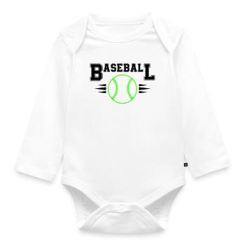 Neon Baseballball mit Leuchtstichen - Baby Bio-Langarm-Body - Weiß - Vorne