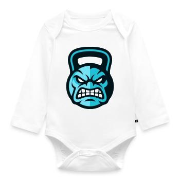 Workout Kettlebell Logo - Baby Bio-Langarm-Body - Weiß - Vorne