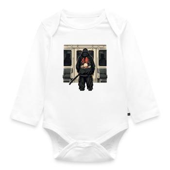 U-Bahn Ninja mit rotem Kanji - Baby Bio-Langarm-Body - Weiß - Vorne