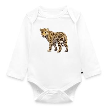 Leopard - Baby Bio-Langarm-Body - Weiß - Vorne
