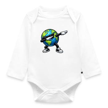 Dabbing Erde - Baby Bio-Langarm-Body - Weiß - Vorne