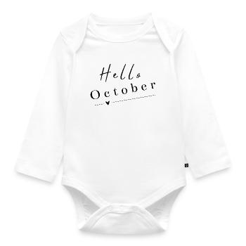 Hello October | Modern Herbst Design - Baby Bio-Langarm-Body - Weiß - Vorne