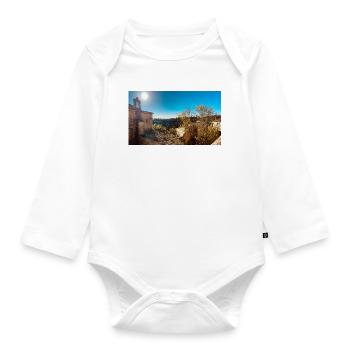 Sunny Tuscan Village with Rooftops - Organic Longsleeve Baby Bodysuit - white - Front