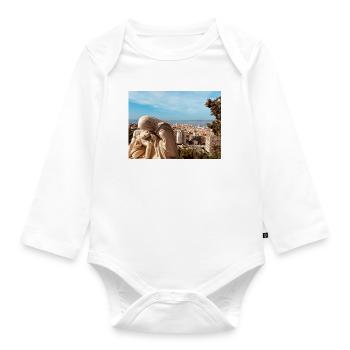 Classic sculpture over the city - Organic Longsleeve Baby Bodysuit - white - Front
