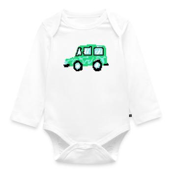pixel car - Baby Bio-Langarm-Body - Weiß - Vorne