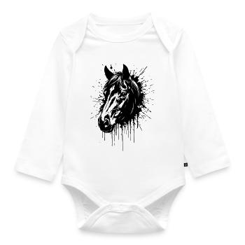 Wild Horse Ink - Horse Head Splash Art - Organic Longsleeve Baby Bodysuit - white - Front