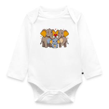 Comic Elefanten - Baby Bio-Langarm-Body - Weiß - Vorne