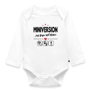 Miniversion Papa Mama Klein Baby Säugling - Baby Bio-Langarm-Body - Weiß - Vorne