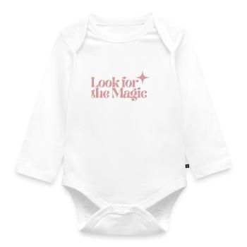 Look for the Magic Retro Pink Positive Vibes - Organic Longsleeve Baby Bodysuit - white - Front