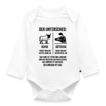 Ochse Güterzug - Baby Bio-Langarm-Body - Weiß - Vorne
