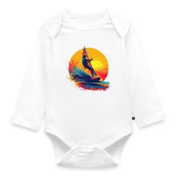 Oldschool Windsurfing - Organic Longsleeve Baby Bodysuit - white - Front
