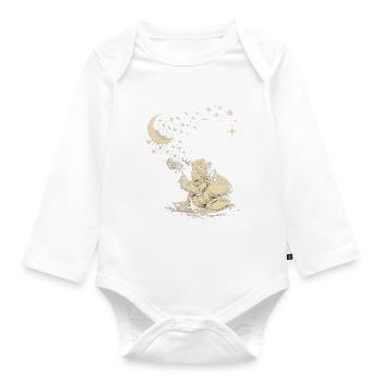 Cute frog dandelion under stars - Organic Longsleeve Baby Bodysuit - white - Front