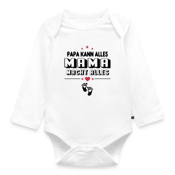 Papa kann alles Mama macht alles Baby Sprüche - Baby Bio-Langarm-Body - Weiß - Vorne