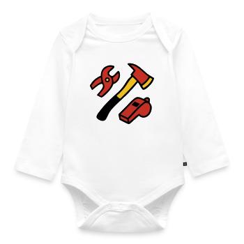 Fire Brigade Tool Graphics - Organic Longsleeve Baby Bodysuit - white - Front