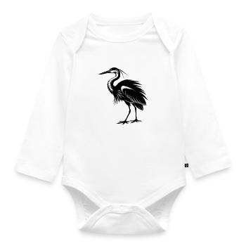 Reiher - Baby Bio-Langarm-Body - Weiß - Vorne