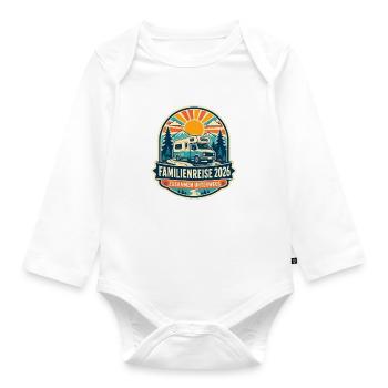 Familienreise 2026 Camper Vintage - Baby Bio-Langarm-Body - Weiß - Vorne