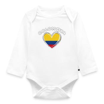 Colombian Flag Colombia Heart Patriotic - Organic Longsleeve Baby Bodysuit - white - Front