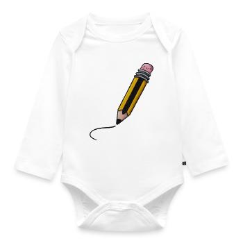 Friendly Kawaii Pencil - Organic Longsleeve Baby Bodysuit - white - Front