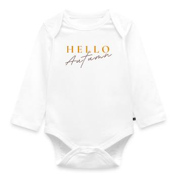 Hello Autumn | Moderner Herbst Spruch - Baby Bio-Langarm-Body - Weiß - Vorne