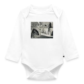 Monastery Shadows on the Stone - Organic Longsleeve Baby Bodysuit - white - Front