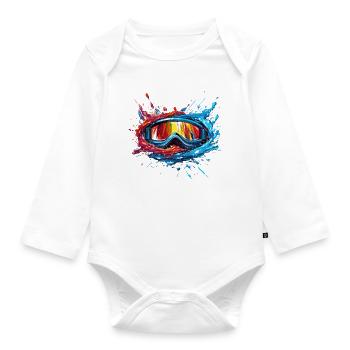 Snowboarding Goggles - Organic Longsleeve Baby Bodysuit - white - Front