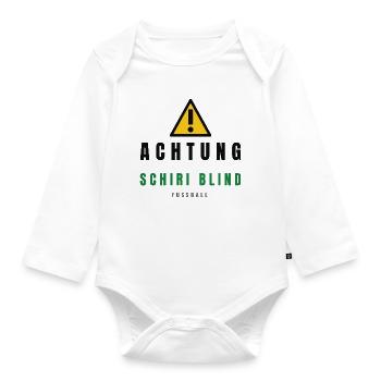Achtung Schiri Blind Fußball - Baby Bio-Langarm-Body - Weiß - Vorne