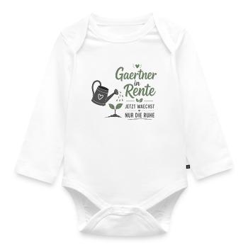 Gärtner in Rente – Gießkanne & Spruch – Geschenk - Baby Bio-Langarm-Body - Weiß - Vorne