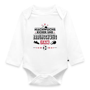 Braunschweig Fußball Nachwuchs Neuzugang Baby  - Baby Bio-Langarm-Body - Weiß - Vorne