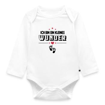 Kleines Wunder Baby Sprüche - Baby Bio-Langarm-Body - Weiß - Vorne