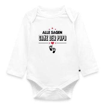 Ganz der Papa Baby Sprüche - Baby Bio-Langarm-Body - Weiß - Vorne