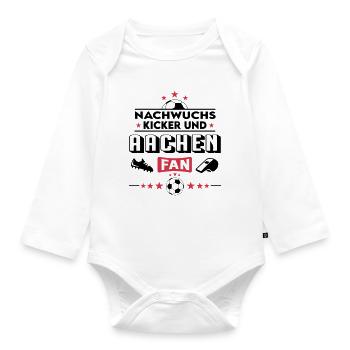 Aachen Fußball Nachwuchs Neuzugang Baby Kinder - Baby Bio-Langarm-Body - Weiß - Vorne