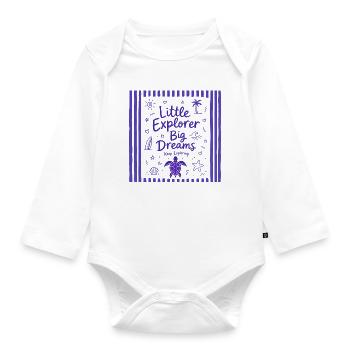 Little Explorer Big Dreams Keep Exploring - Organic Longsleeve Baby Bodysuit - white - Front