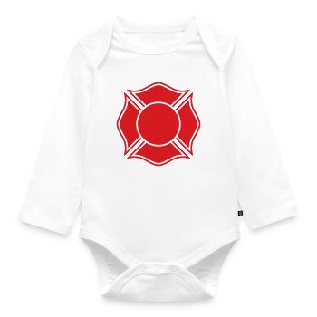 Firefighter Maltese Cross Solid Badge Safety Symbo - Organic Longsleeve Baby Bodysuit - white - Front