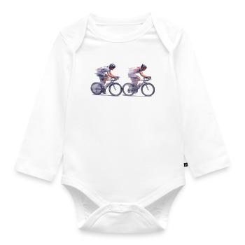 Doppelrennen Sprint-Radfahren - Baby Bio-Langarm-Body - Weiß - Vorne