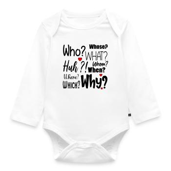 Englischfragen - Baby Bio-Langarm-Body - Weiß - Vorne