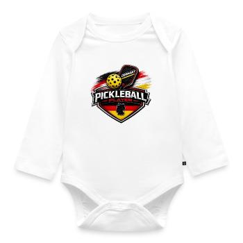 Pickleball DEUTSCHLAND - Baby Bio-Langarm-Body - Weiß - Vorne