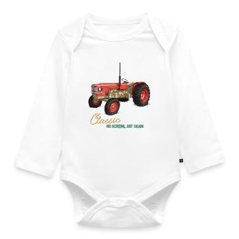 Classic Tractor: Just Gears - Organic Longsleeve Baby Bodysuit - white - Front