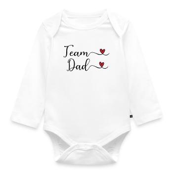 Team Dad Heart Typography Design - Organic Longsleeve Baby Bodysuit - white - Front