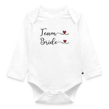 Team Bride cute handwritten Typography with a Hear - Organic Longsleeve Baby Bodysuit - white - Front
